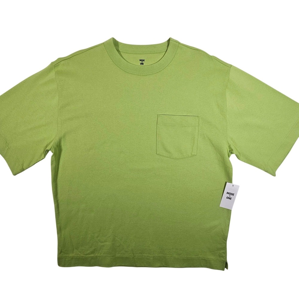 MODE OF ONE Men's Crew Neck Short Sleeve Acid Green Pocket T-Shirt‎ XL